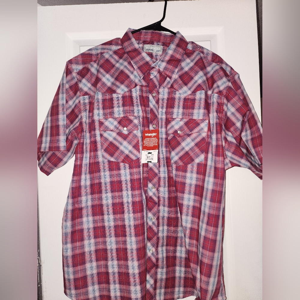 NEW Wrangler Wrancher Shirt – XXL – Plaid Snap Western Easy Care Rodeo Style